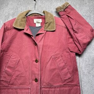 L.L. Bean Women's Small Petite Red Barn Chore Jacket 90s Y2K Corduroy Trim